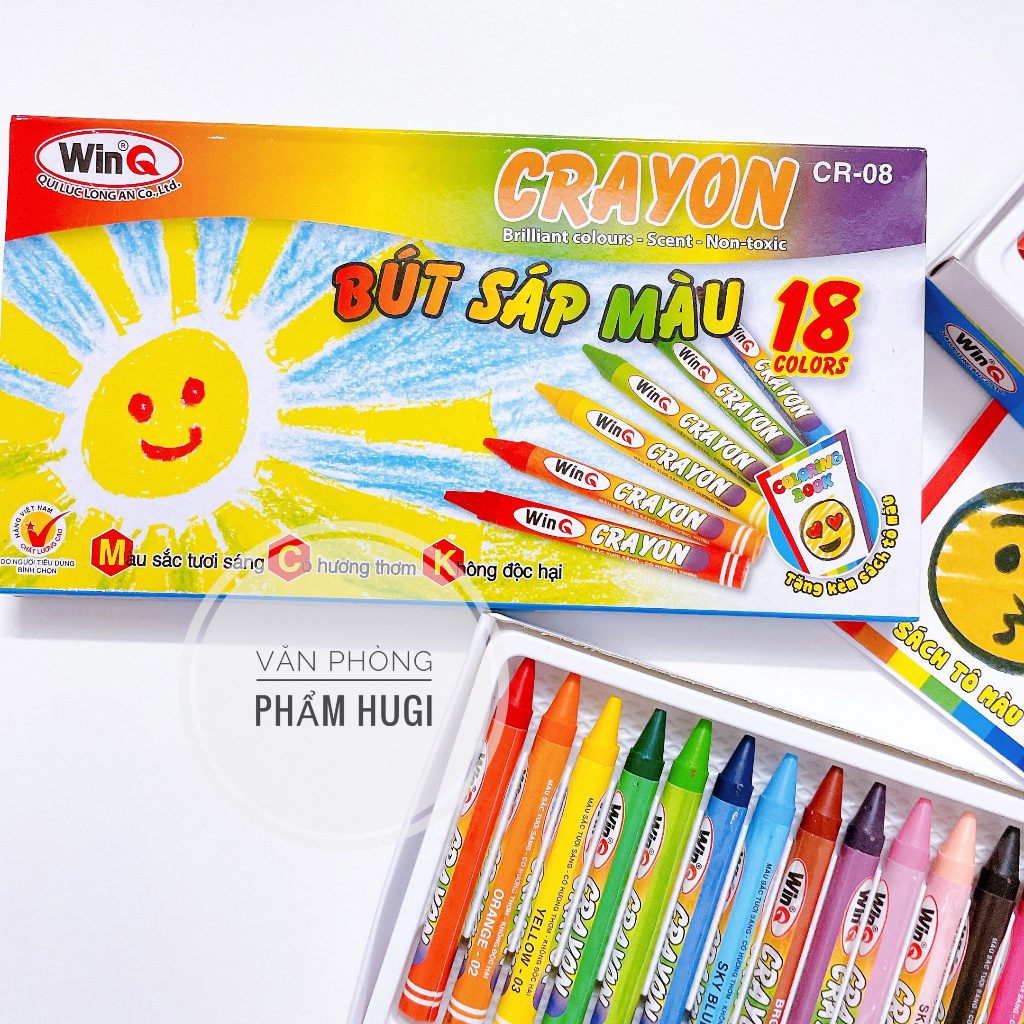 Hộp 12 - 18 cây bút sáp màu WinQ thơm màu đẹp sắc nét dành cho học sinh