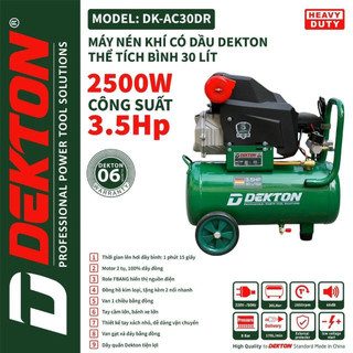 Máy nén khí dekton dk-ac30dr 2500w 3.5hp bình 30l có dầu - motor dây đồng 2 tụ
