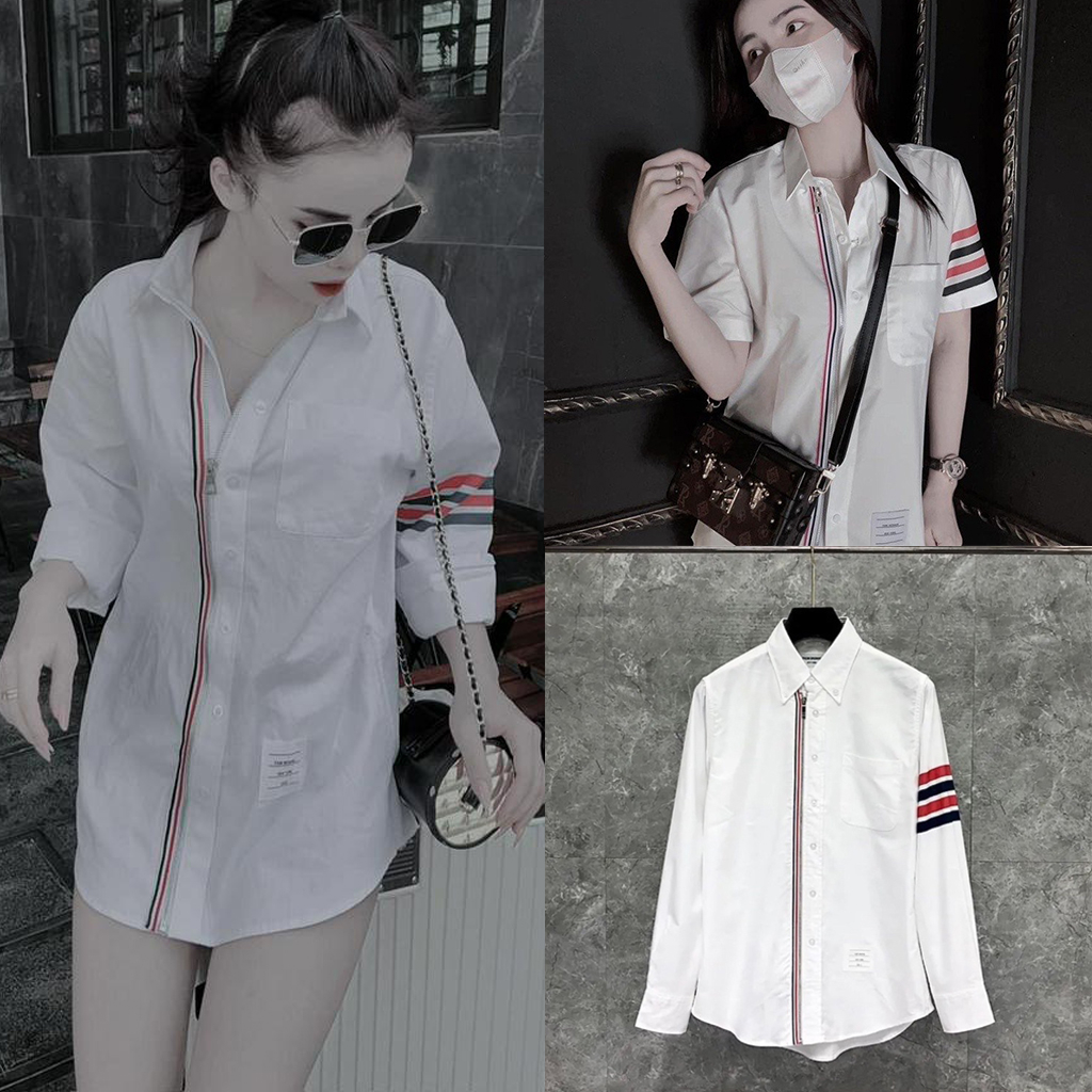 Áo Sơ Mi Thome Khóa Kéo 4 Sọc Tay Nam Nữ Unisex HOTTREND