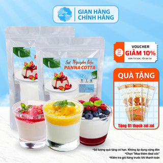 Set Panna Cotta Vị Dâu Bếp Nhà Dâu Set Nguyên Liệu Bánh Panna Cotta 12-15 Hũ Tự Làm Chuẩn Vị