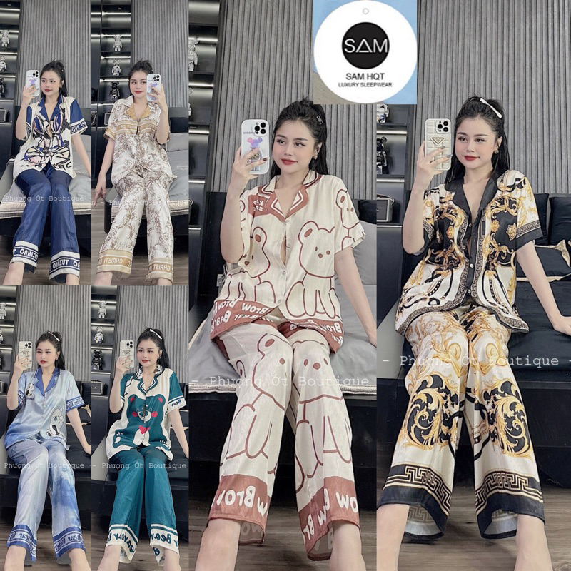 Pijama lụa xước sam mềm mịn, không nhăn, không xù 100% 🎗️Ảnh thật