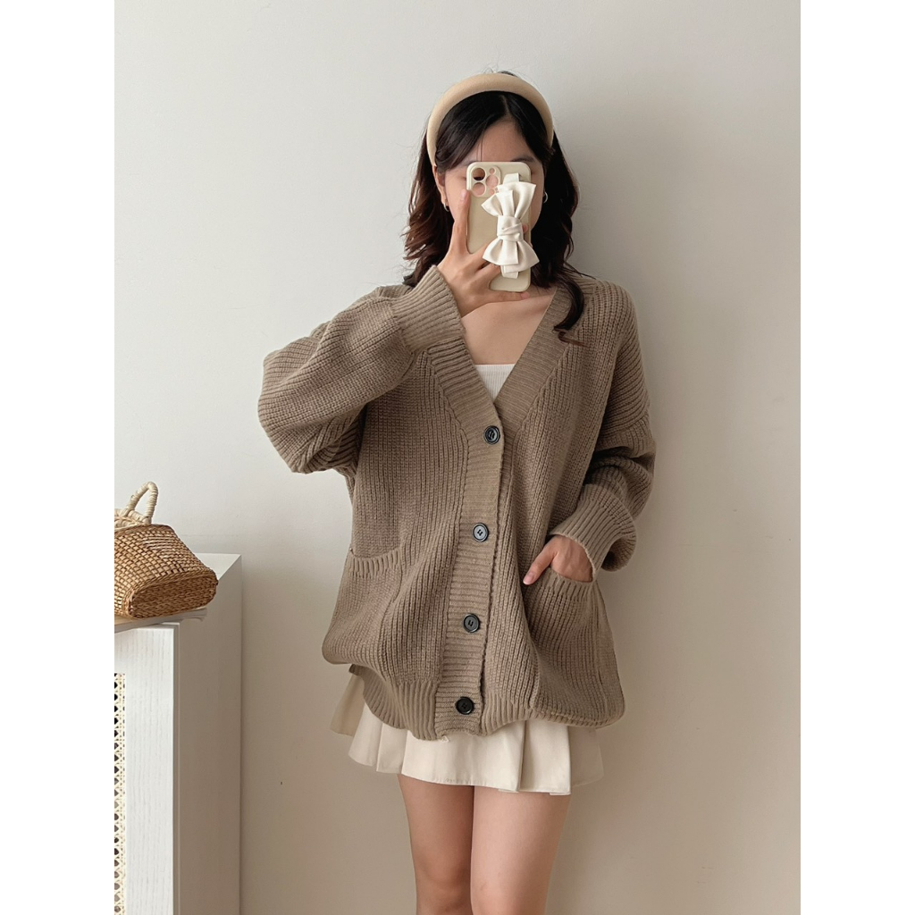 Áo Khoác Cardigan Nữ Trơn 2 Màu Ulzzang Quảng Châu, Form To Rộng, Hàng Loại 1