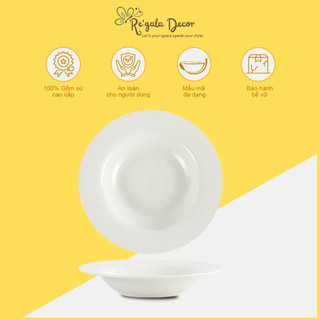 Đĩa Sứ Cao Cấp Re'gala Decor - Đĩa Đựng Mũ Rơm Trắng Thiết Kế Với Chất Liệu Men Mịn Giúp Dễ Dàng Vệ Sinh