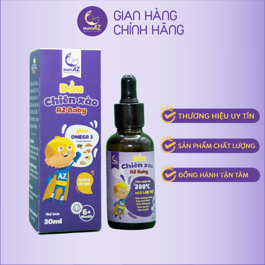 Dầu Chiên Xào AZ Baby 5 Hạt Quý Hữu Cơ Nhập Khẩu Châu Âu, Bổ Xung Dưỡng Chất, Giúp Bé Ăn Ngon