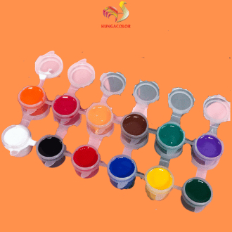 Set 50 Dây Màu Tô Tượng HUNGACOLOR loại 6/12 ô dung tích 3ml đóng sẵn kèm cọ vẽ