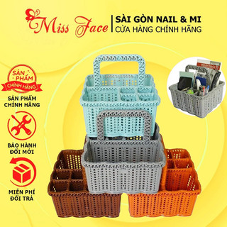 Giỏ đựng dụng cụ nail đa năng - Giỏ 6 ngăn đựng đồ nail tiện lợi - Chất liệu nhựa cứng siêu cứng cáp