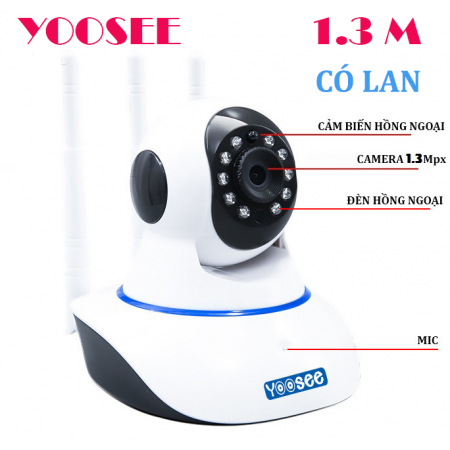 Camera IP Yoosee Wifi không dây 3 anten có Lan