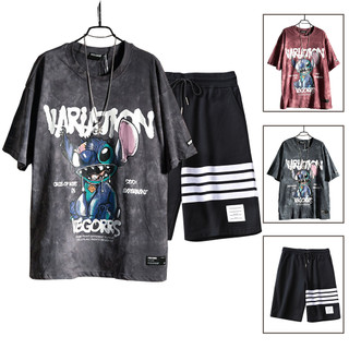 Mẫu mới áo thun loang gấu kèm short kẻ sọc cá tính stylemarven top182D+short016D
