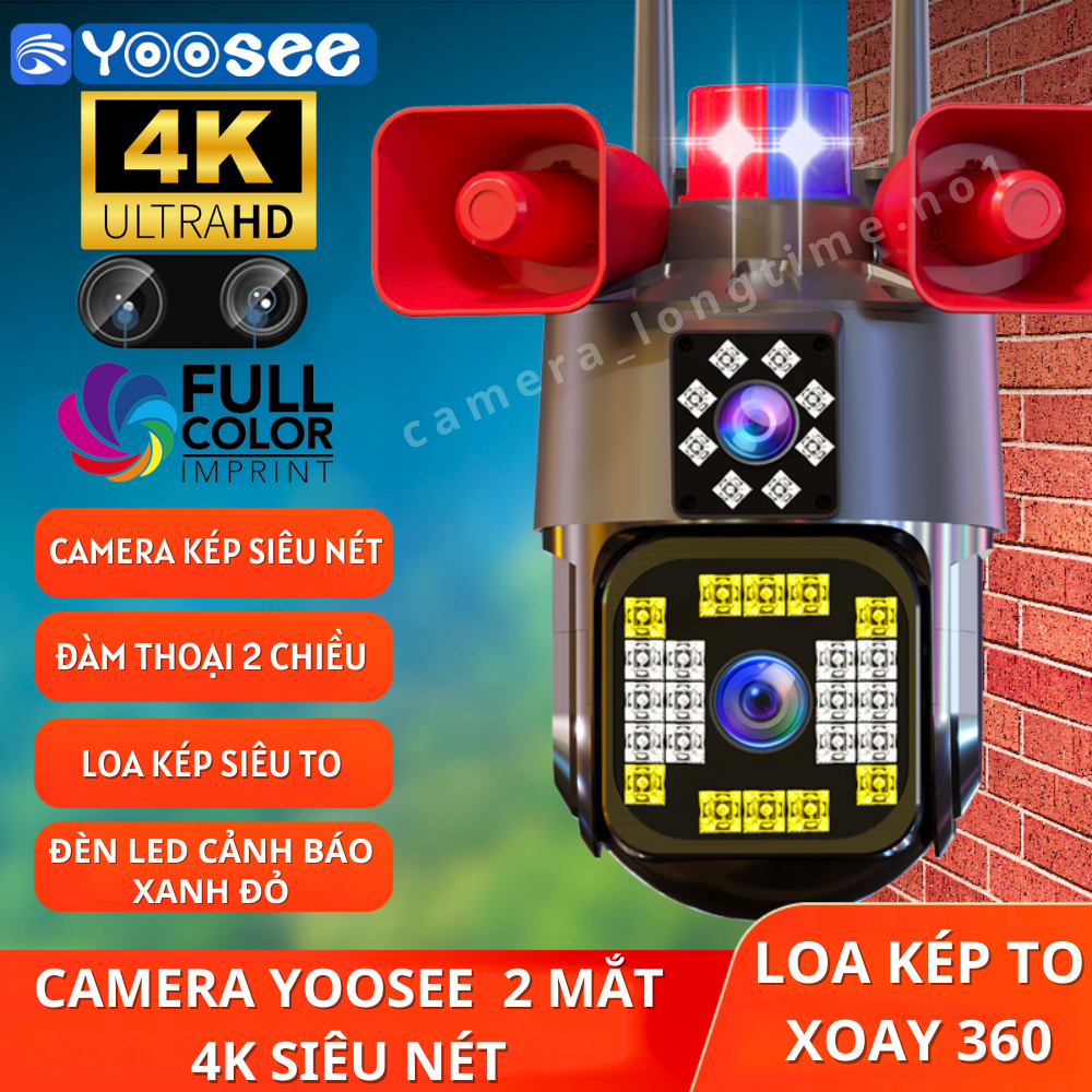 Camera Wifi Yoosee 2 Mắt 5.0MPX - 4K Siêu Nét , Loa Kép Công Suất Lớn , Đèn Cảnh Báo ( Bảo Hành 1 Năm )