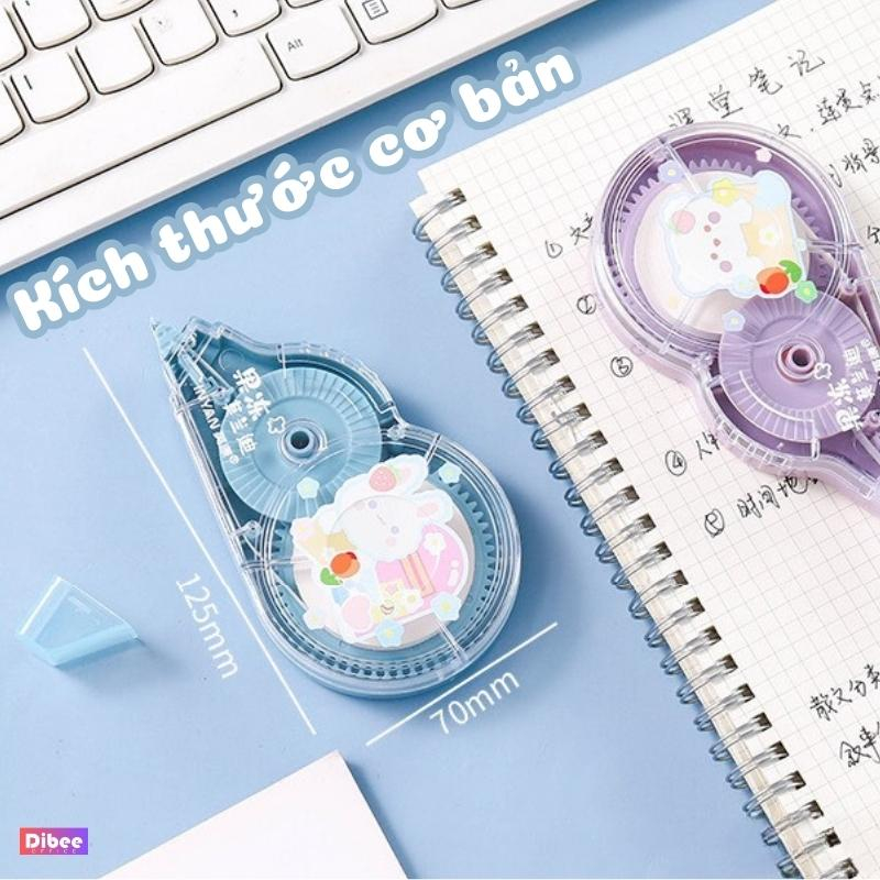 Bút xóa băng kéo DiBee, dài 30 mét, set 4 băng kéo dạng film cao cấp, lõi dày, che phủ tốt, nhiều màu dễ thương BX40
