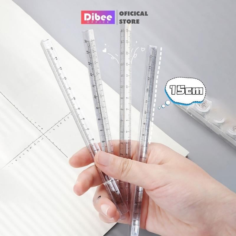 Thước kẻ trong suốt 15cm DIBEE hình tam giác, thước kẻ cứng trong suốt tối giản đồ dùng văn phòng TK62