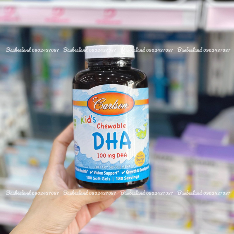 DHA Omega-3 Cao Cấp hãng Carlson Kid’s Chewable Dạng Viên Nhai Cho Bé từ 4 tuổi - BAABEELAND
