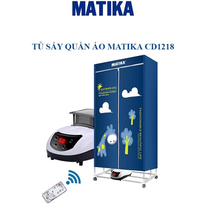 Tủ Sấy Quần Áo Matika CD1218 2 Tầng Khung INOX - Bảo Hành 12 Tháng