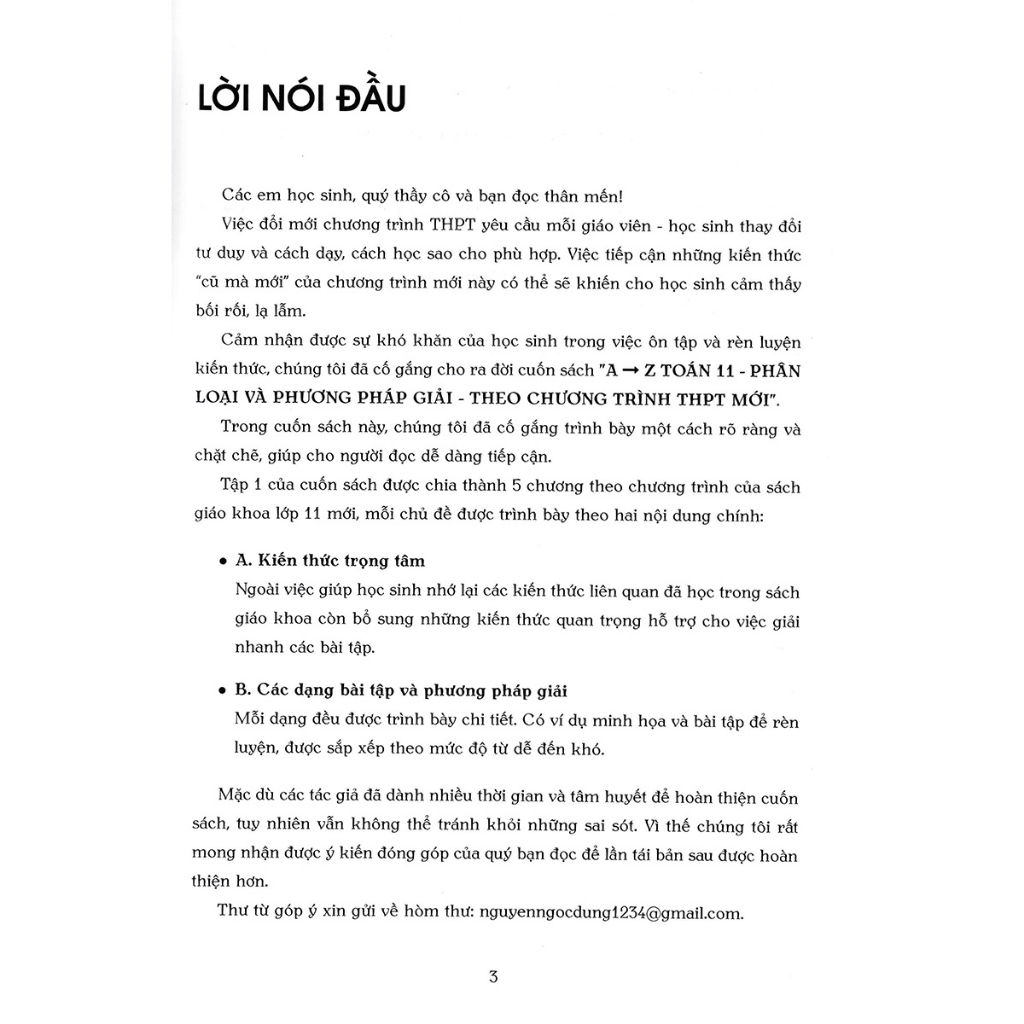 Sách - A-Z Toán 11 - Phân Loại Và Phương Pháp Giải  - Tập 1 - TCD