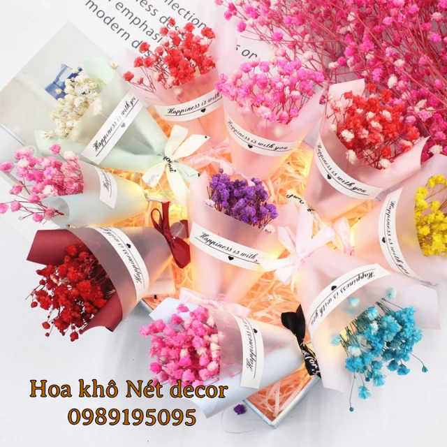 Bó hoa khô mini phụ kiện trang trí