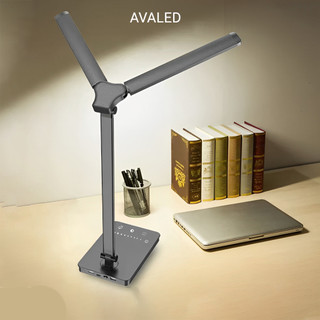 Đèn học chống cận để bàn 2 cánh  AVALED, tích điện cảm ứng xoay 180 độ 3 màu sáng bảo vệ mắt