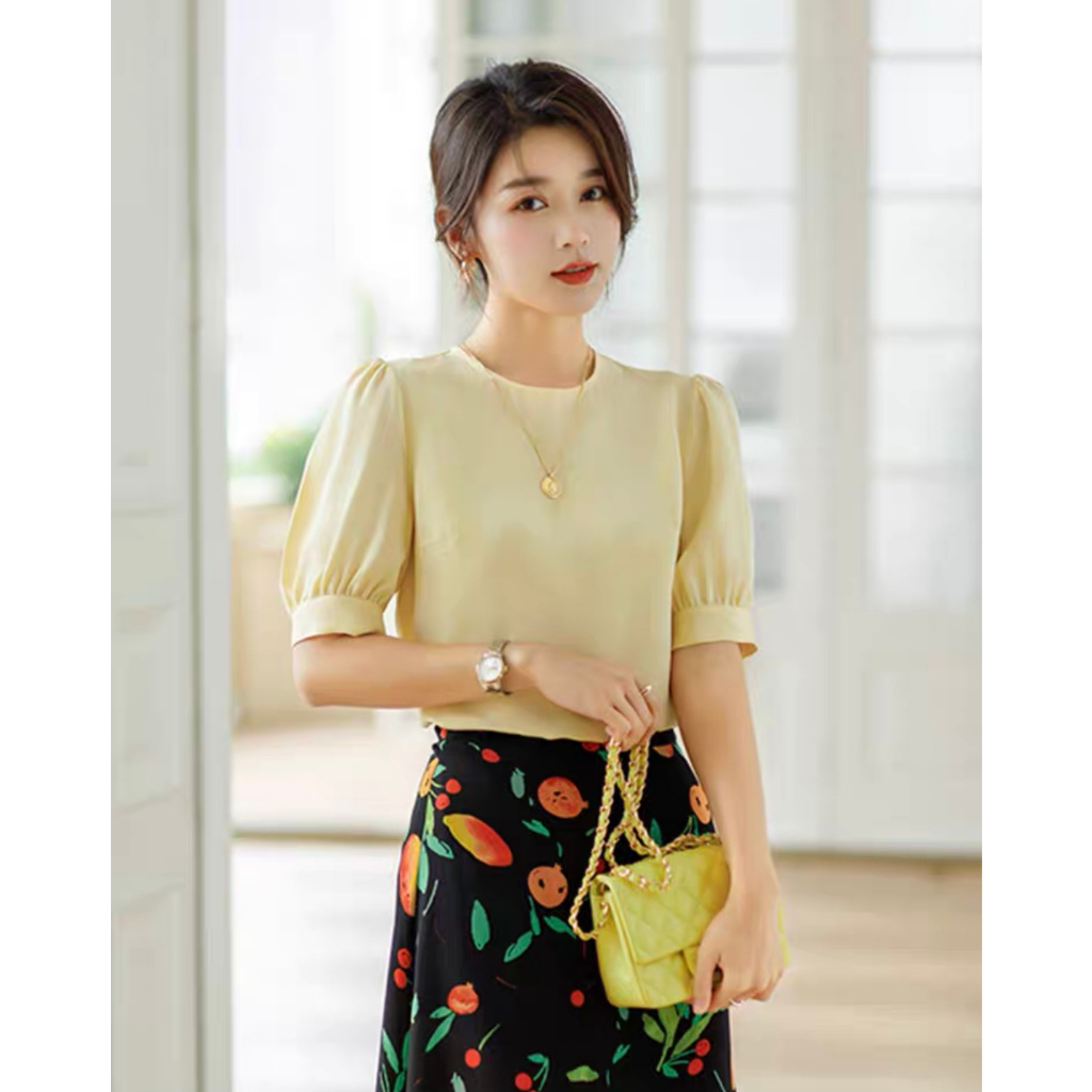 Áo Sơ Mi Nữ Cổ Tròn Tay Lửng Chất Lụa Cao Cấp_Thời Trang Trung Niên Cho Mẹ