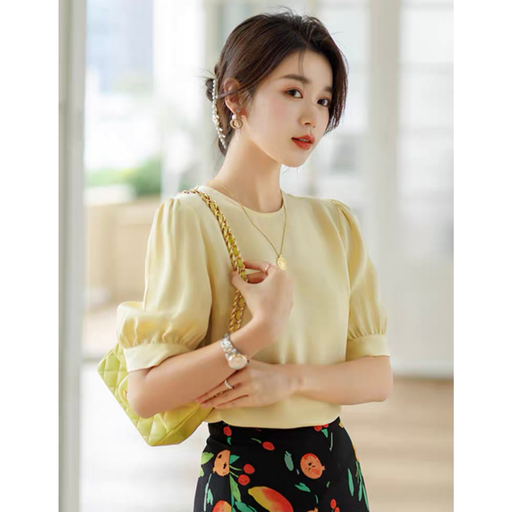 Áo Sơ Mi Nữ Cổ Tròn Tay Lửng Chất Lụa Cao Cấp_Thời Trang Trung Niên Cho Mẹ