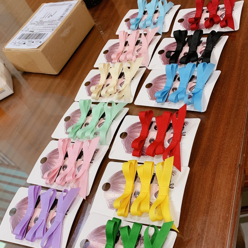 Set 3 kẹp tóc mái nơ ruy băng