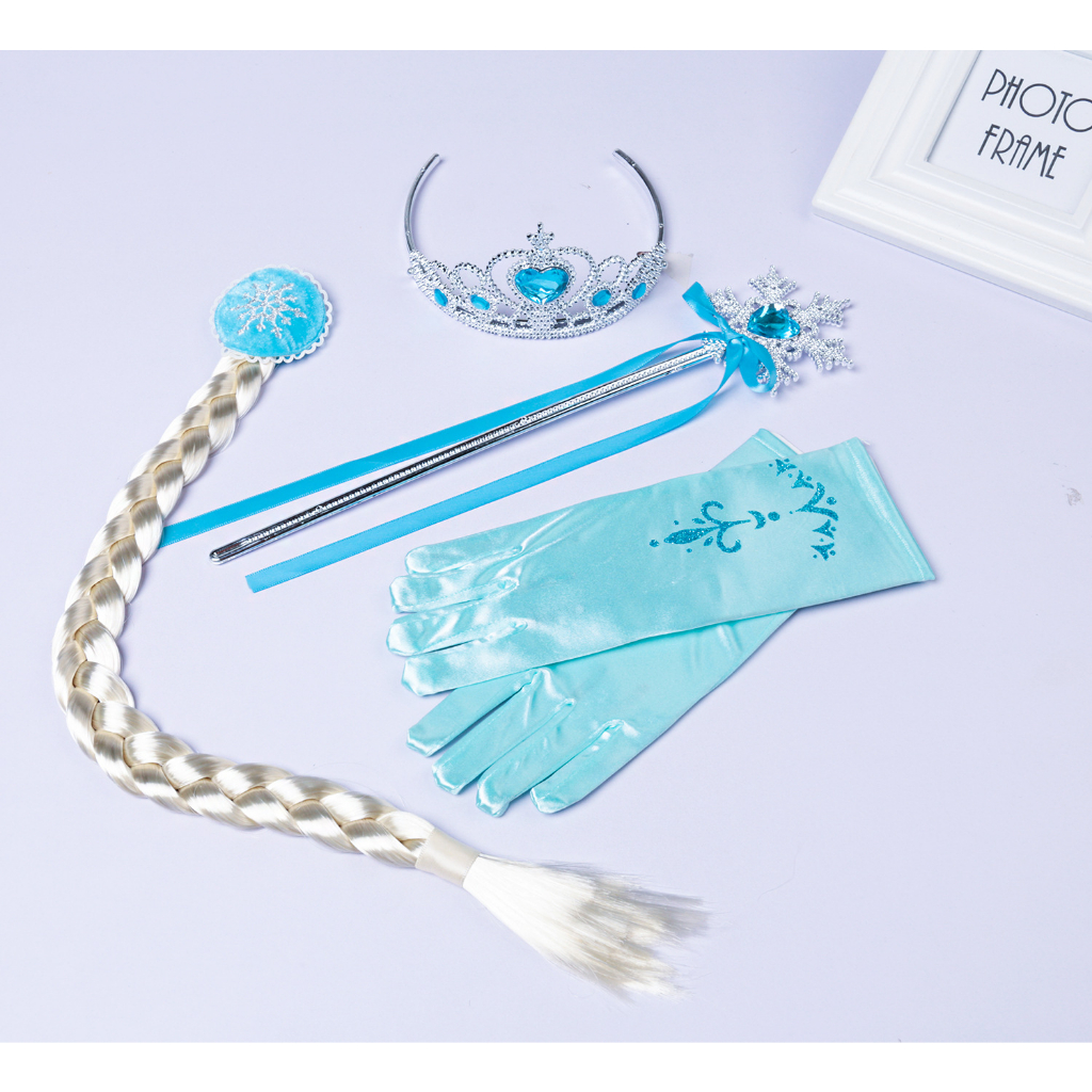 Phụ kiện công chúa Elsa vương miện, gậy phép, tóc, trang sức, găng tay