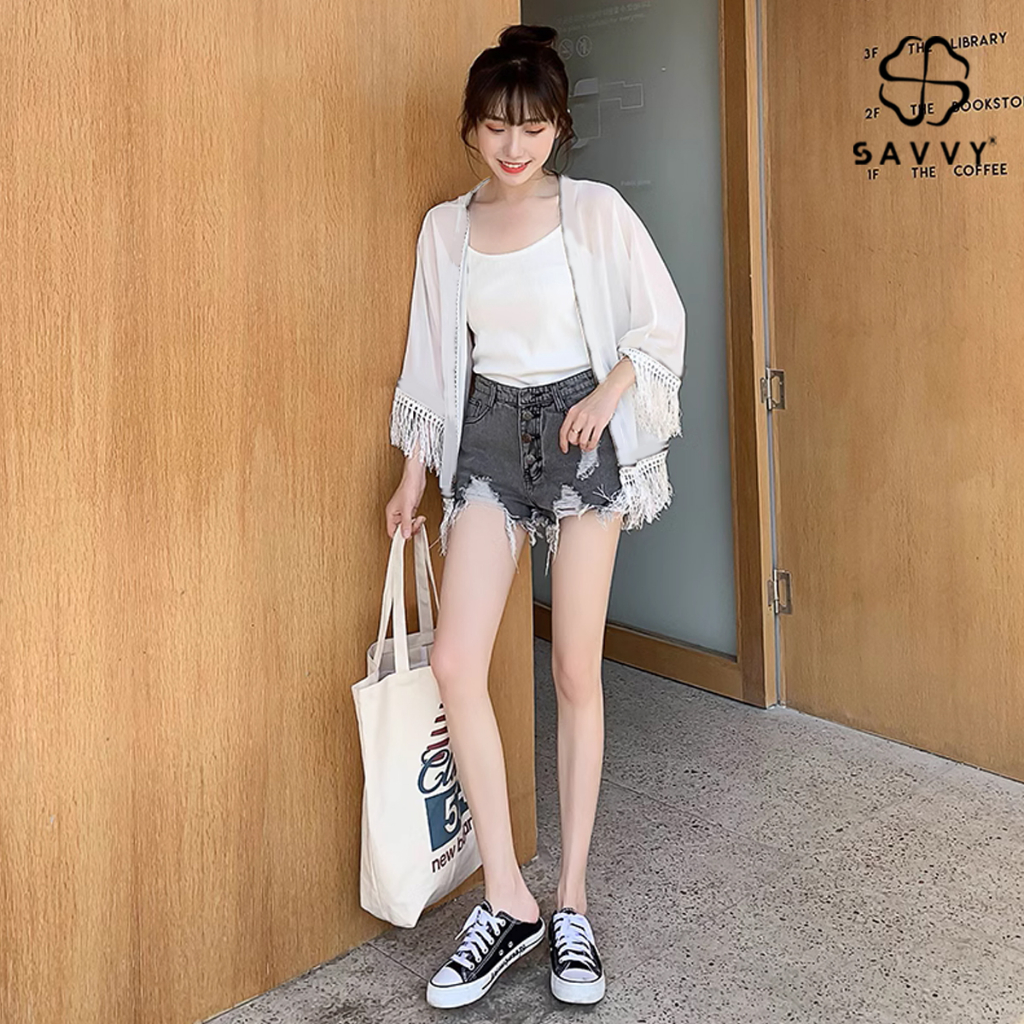 Áo voan chân tua trắng SAVVY AK09 | BigBuy360 - bigbuy360.vn