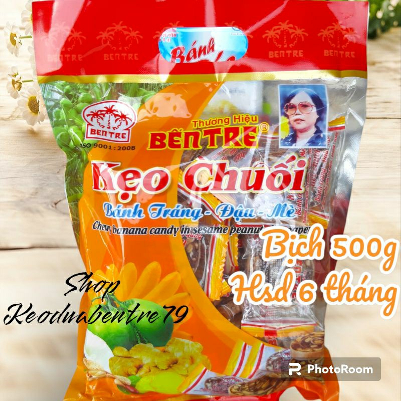 Kẹo chuối cuộn bánh tráng hiệu Bến Tre ( bịch 450g )
