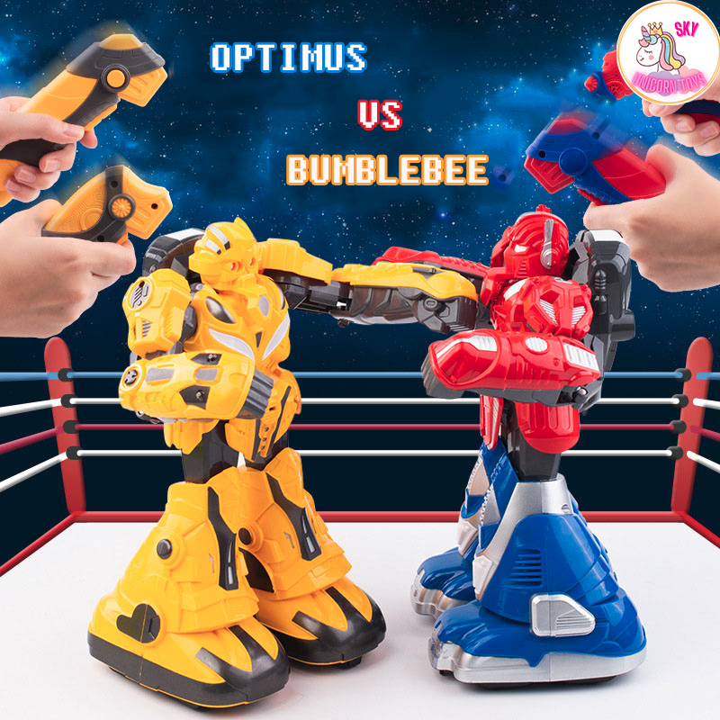Đồ Chơi ROBOT Đấm Bốc Điều Khiển Từ Xa Với Cảm Biến Tay Cầm Có Đèn Và Nhạc Trên Đấu Trường Sàn Đấu WWE Optimus/Bumblebee