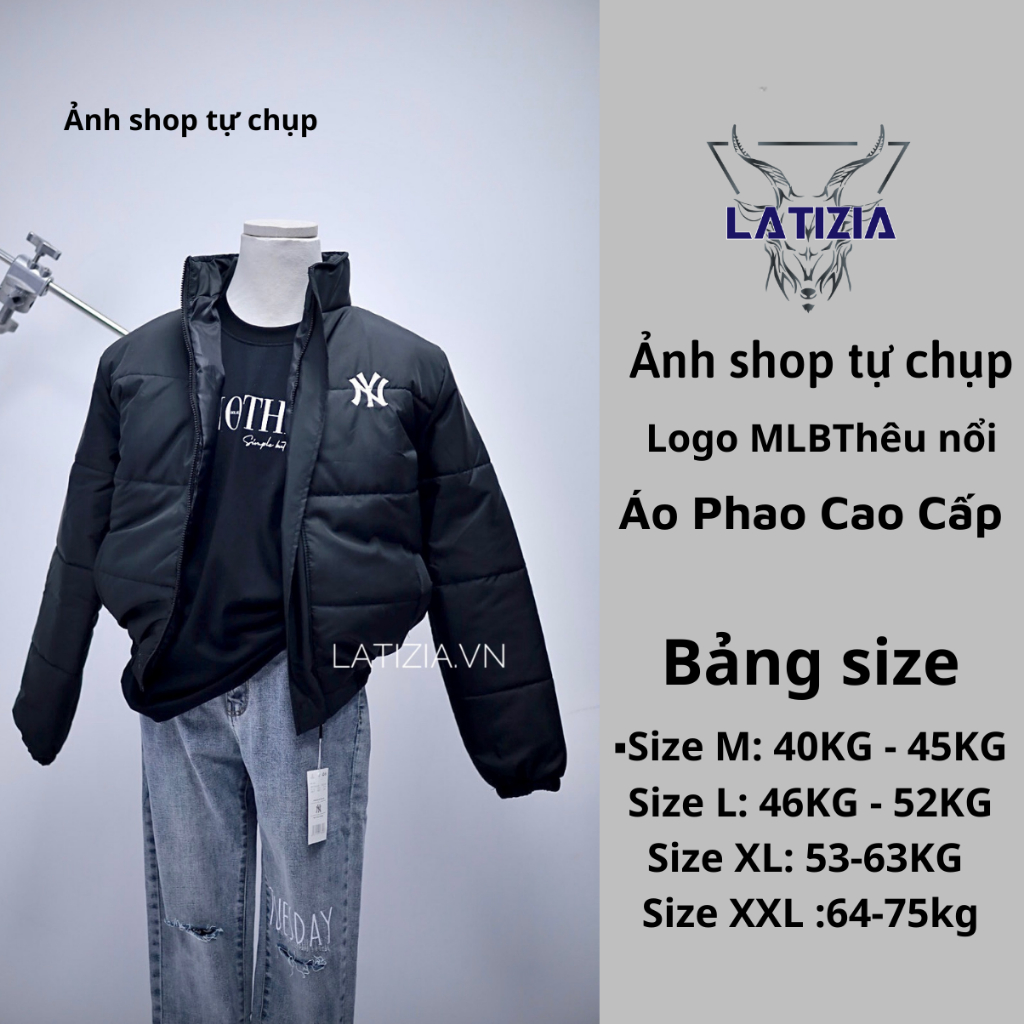 Áo phao MLB logo thêu ,Áo khoác phao béo NY nam nữ cao cấp,hàng xịn latizia.vn