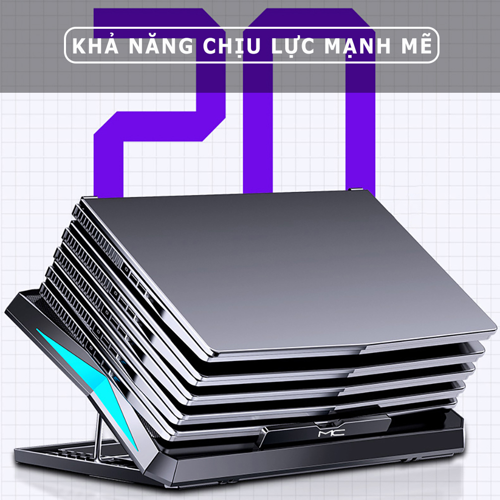 Đế tản nhiệt laptop SIDOCOOLER Q3 6 cánh quạt làm mát máy tính cực nhanh tránh gù lưng cho gaming văn phòng game thủ