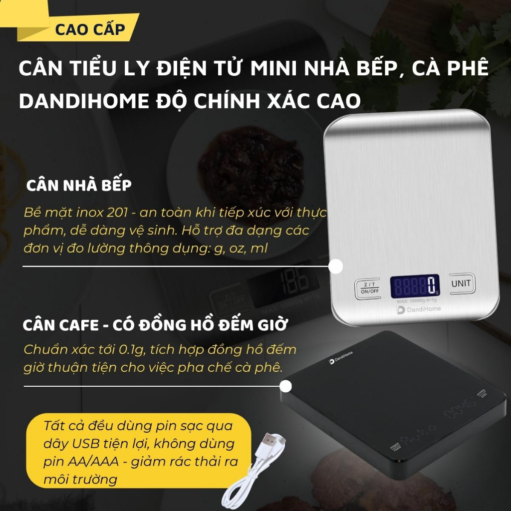 Cân tiểu ly điện tử mini nhà bếp, cà phê DandiHome có độ chính xác cao