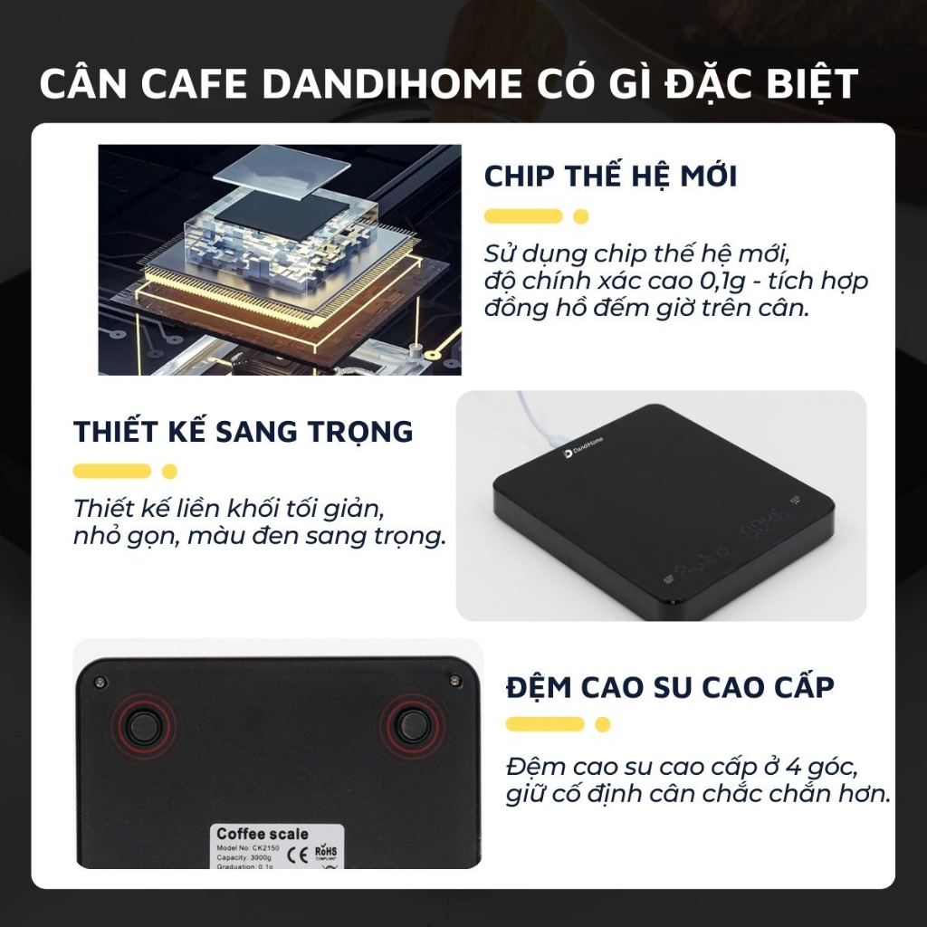 Cân tiểu ly điện tử mini nhà bếp, cà phê DandiHome có độ chính xác cao