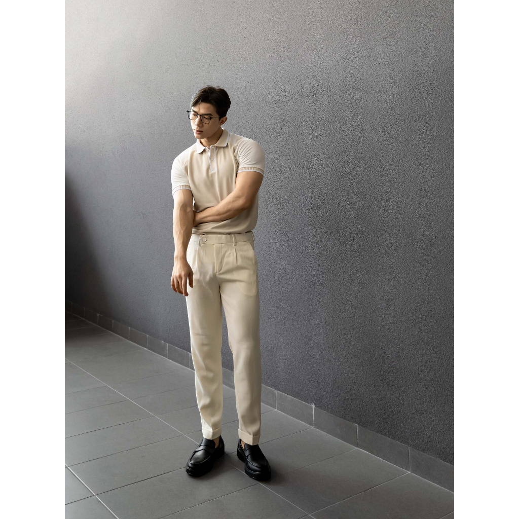 Áo Polo Nam Typical Beige Raglan, Chất Vải Cá Xấu TC 2 Chiều Thoải Mái, PL0071, SOMEHOW