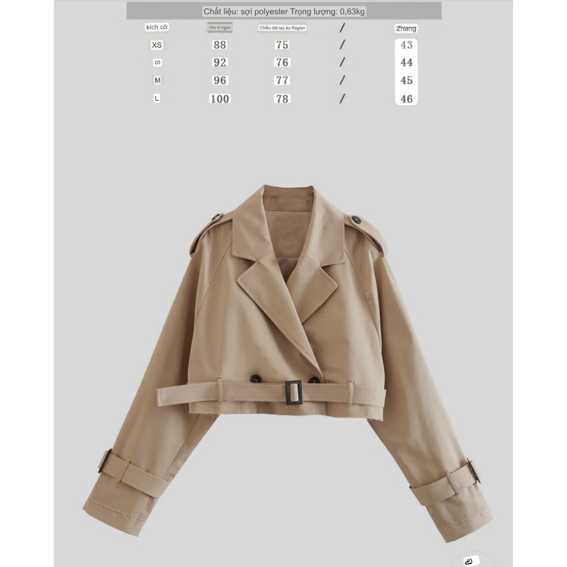 Áo khoác mangto dáng ngắn ZR mẫu mới 2023