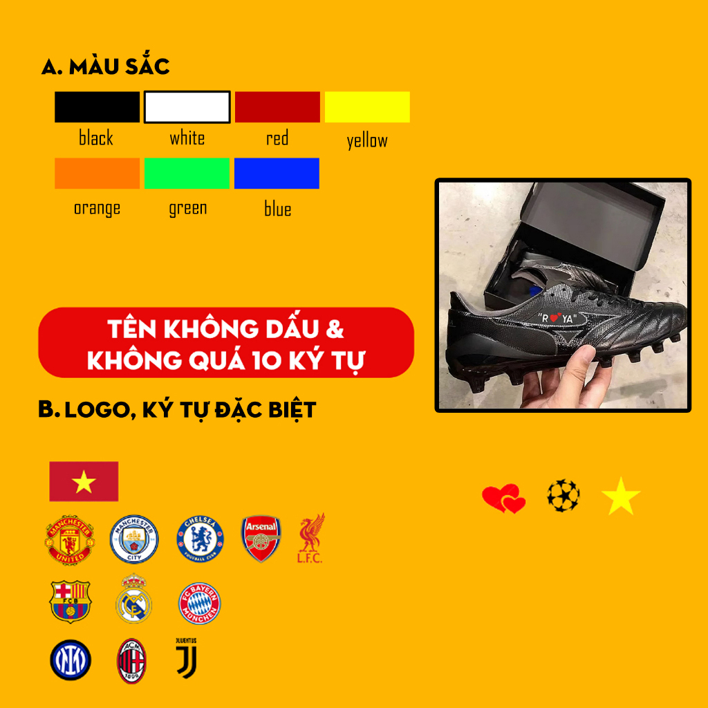 Miếng Dán ID In Chữ Số Logo Trang Trí Giày Bóng Đá