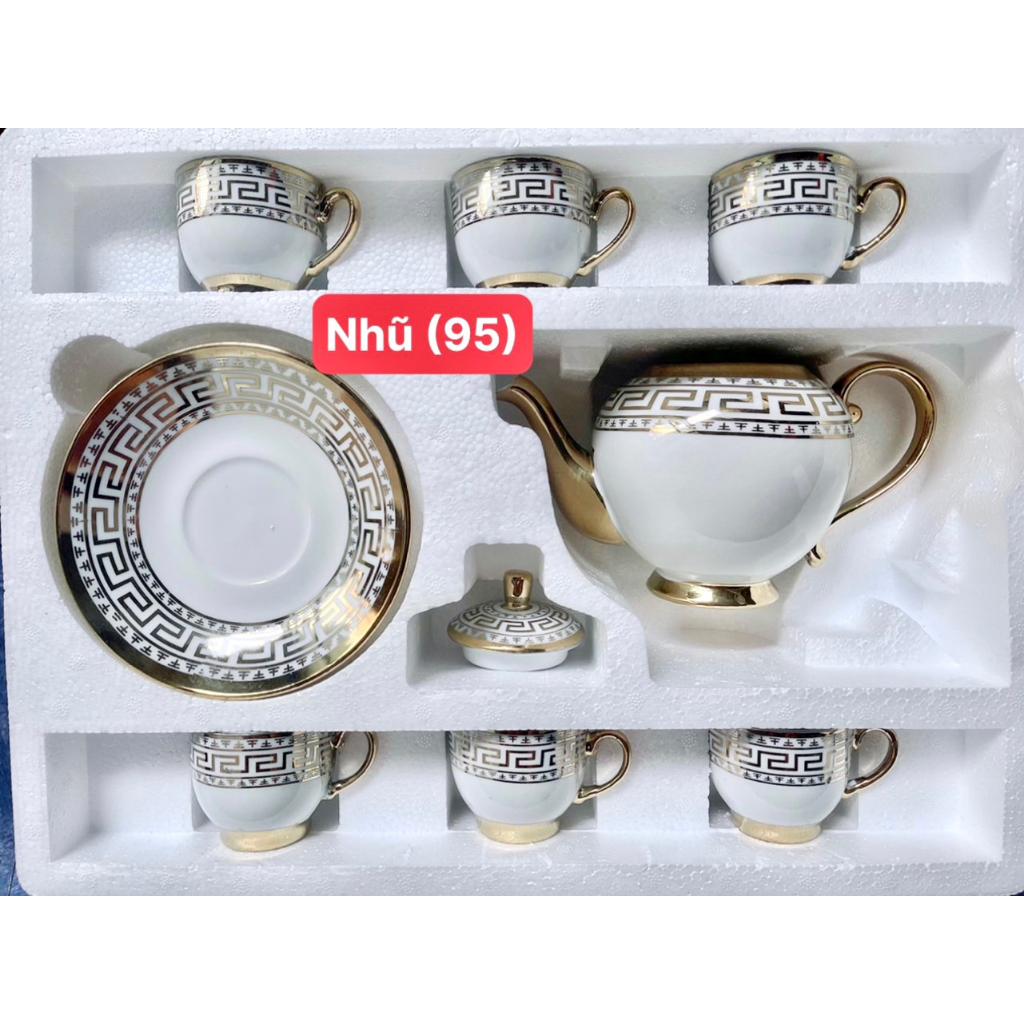 Bộ Tách Trà Nhũ Vàng, Giang Tây 1 Ấm 6 Tách Kèm Dĩa Lót