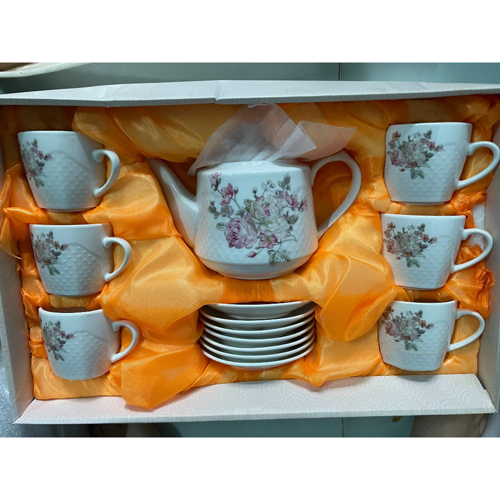 Bộ Tách Trà Nhũ Vàng, Giang Tây 1 Ấm 6 Tách Kèm Dĩa Lót