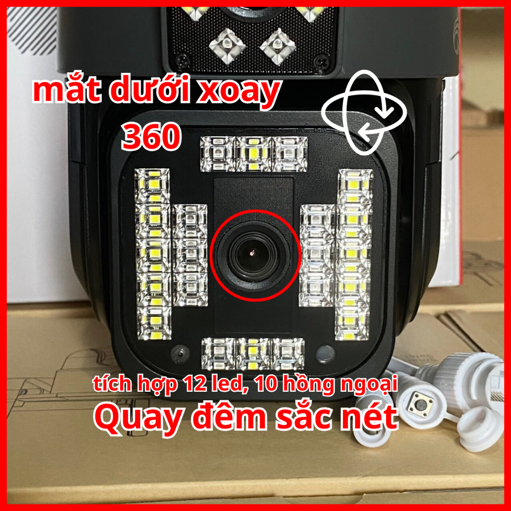 Camera yoosee ngoài trời 2 mắt 2 loa 4k, siêu chống nước, phiên bản loa nâng cấp