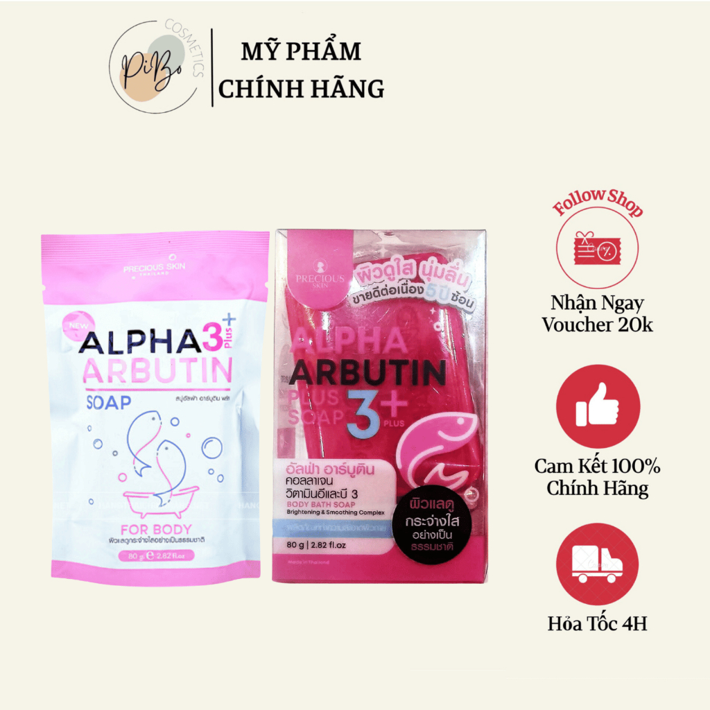 Bánh Xà Phòng Tắm Trắng Da Toàn Thân Alpha Arbutin 3+ Plus (80g)