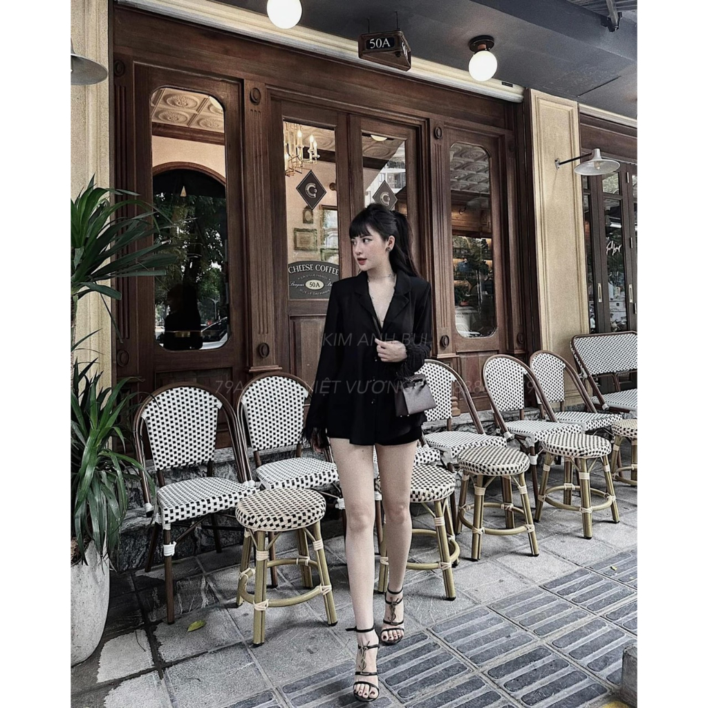 Áo Voan Khuy Cài Tay Lông Cổ Véc Sang Chảnh Moonyhanoi QT