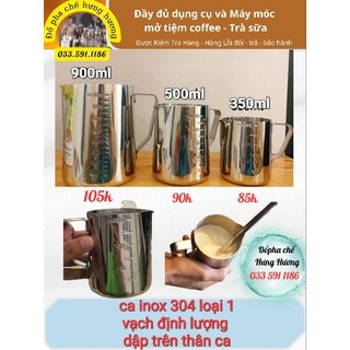 Ca inox có vạch định lượng đánh milk foam, đánh sữa lạnh chuyên dụng cụ pha chế trà sữa bartender