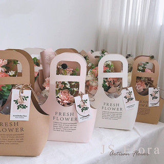 Giỏ xách giấy cắm hoa, túi giấy cắm hoa trang trí, túi giấy Fresh Flower cắm hoa