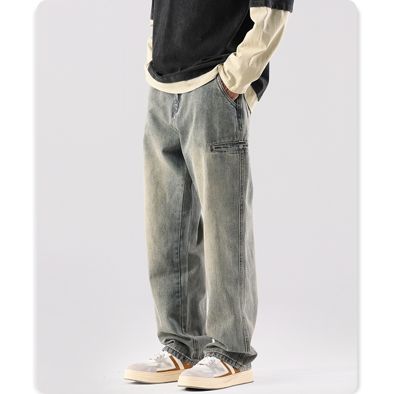 Quần jean nam ống rộng quần bò vải denim cotton cao cấp thiết kế năng động phong cách hàn D1077