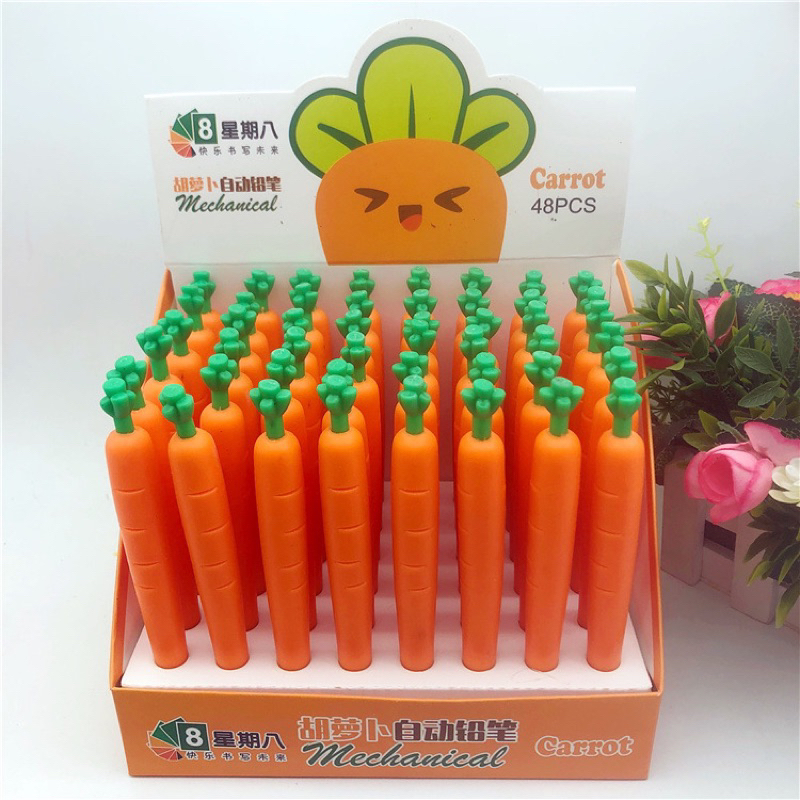 Bút chì kim cà rốt, bắp ngô, xương rồng