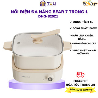 Nồi bếp lẩu nướng điện mini 2 ngăn đa năng Bear C40M1-5L, 7 trong 1, Công suất 1500W, sử dụng cho 5 người, BH 18 tháng