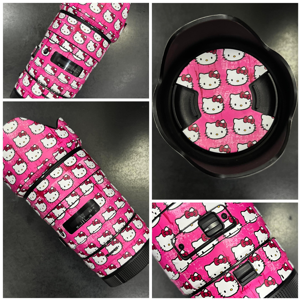 Miếng dán, skin 3M cao cấp mẫu hello kitty cho ống kính sigma, sigma 35A, 50A, 24A, 85A, sigma 135A