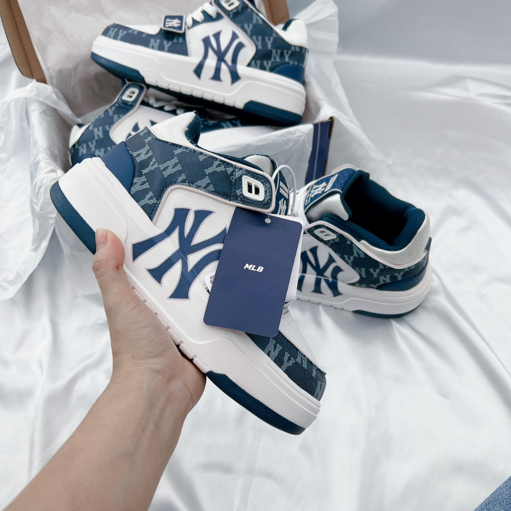 GIÀY Thể Thao MLB CHUNKY MONOGRAM 2023 Bản SC, Sneaker NY Xanh Navy Full Box