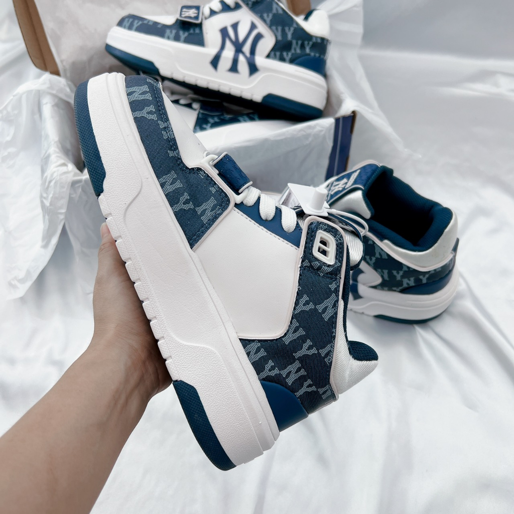 GIÀY Thể Thao MLB CHUNKY MONOGRAM 2023 Bản SC, Sneaker NY Xanh Navy Full Box