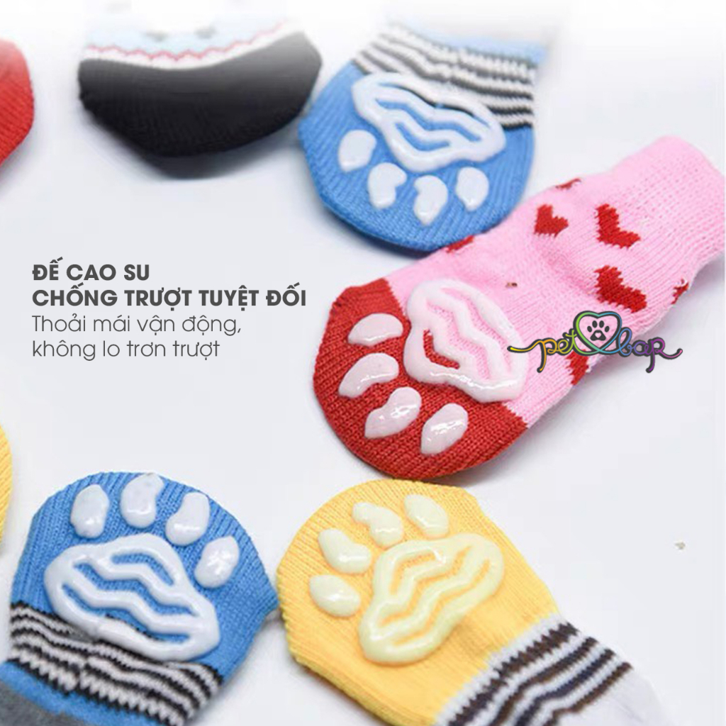 Tất cho thú cưng giúp giữ bàn chân ấm áp và sạch sẽ, chất liệu sợi bông tự nhiên thoát khí chống bí nóng