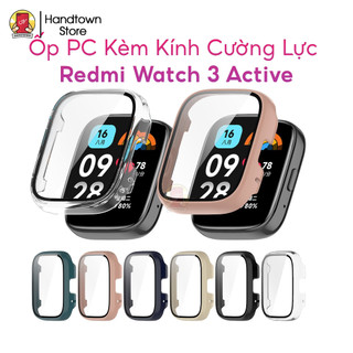 Kính cường lực kèm ốp bảo vệ đồng hồ thông minh redmi watch 3 active pc nhựa cứng handtown