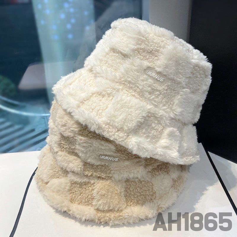 Mũ bucket lông cừu thêu chữ IMMUNE dày dặn thời trang unisex nam nữ AH1865